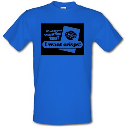 What Do You Want For Tea? I Want Crisps! male t-shirt.