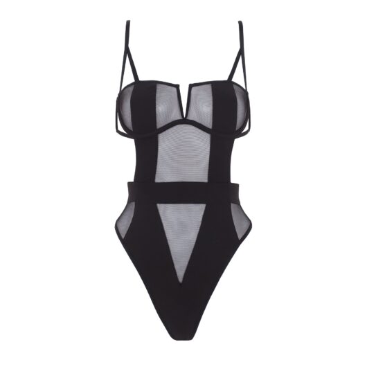 Bluebella Orla Sheer Mesh Bodysuit Black - 32B