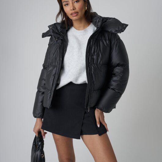 Hooded Puffer Coat Black
