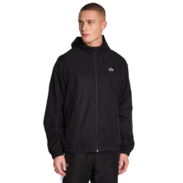 Lacoste Diamond Weave Hooded Men Track Tops - Black - Size XS