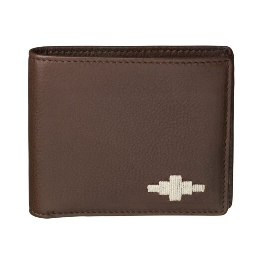 Pampeano 100% Leather Men Moneda Coin Wallet - Brown with Cream Diamond