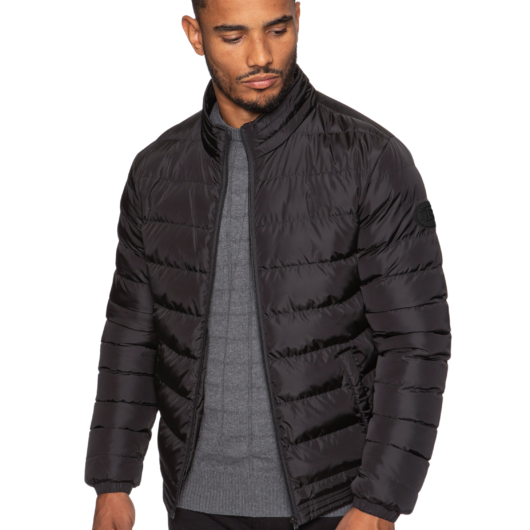 Kruze | Mens Funnel Neck Padded Jacket - Black / M