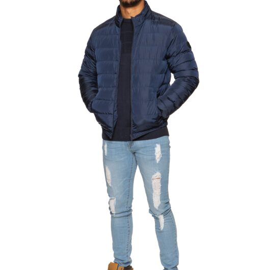 Kruze | Mens Funnel Neck Padded Jacket - Navy / L