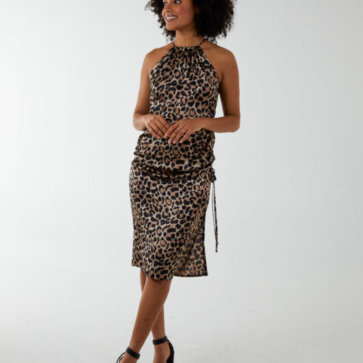 Animal Print Halter Neck Dress - 14 / Animal