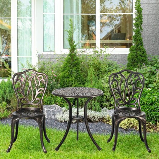Bronze 3 Piece Patio Bistro Set Outdoor Table Set