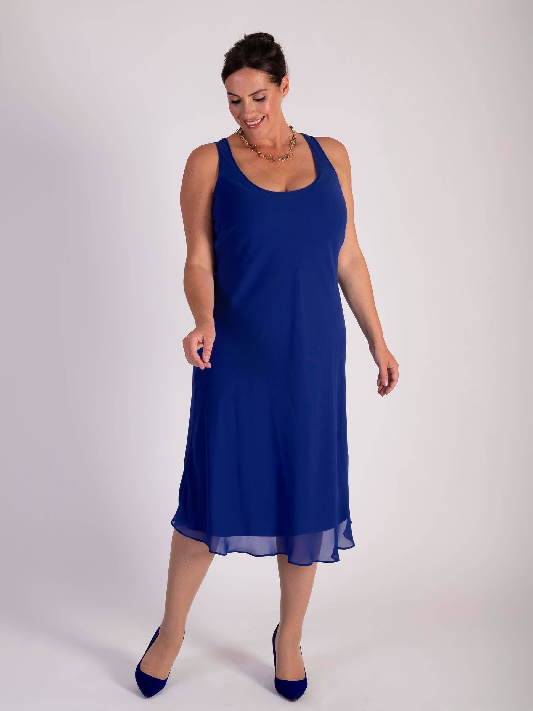 Cobalt Bias Cut Chiffon Dress