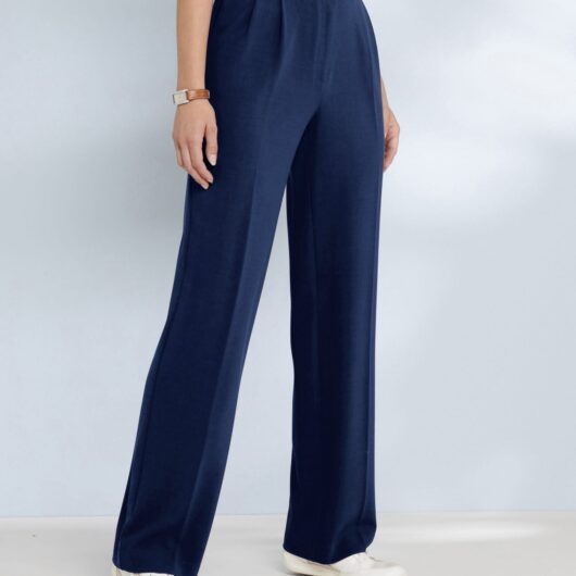 Damart Wide-Leg Crêpe Trousers