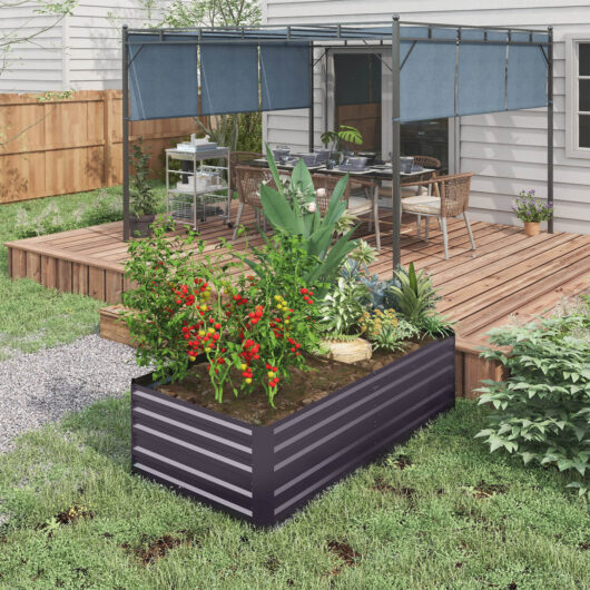Galvanised Steel Outdoor Raised Bed Dark Grey