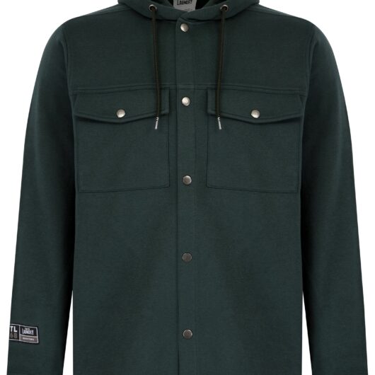 Hoodies / Sweatshirts Phantom Hooded Brushback Fleece Overshirt Jacket in Dark Green / S - Tokyo Laundry