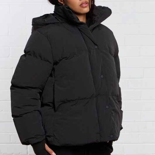 Kaiia Studio Logo Oversized Puffer Coat Black