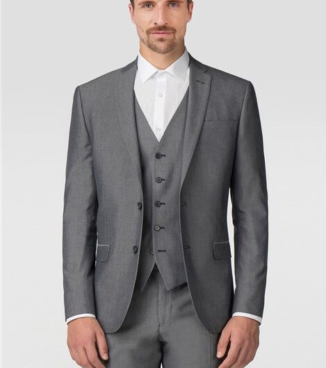 Limehaus Slim Fit Plain Silver Grey Tonic Men's Suit Jacket