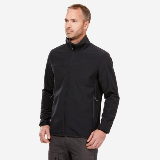 Men's Windproof Softshell Trekking Jacket MT100 - Black