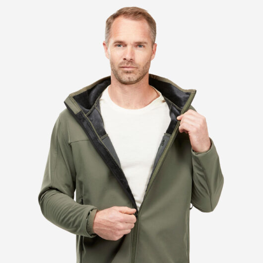Men's Windproof Softshell Trekking Jacket MT100 - Khaki
