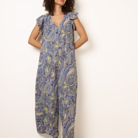 Ruffle Detail Jumpsuit - ONE / DENIM