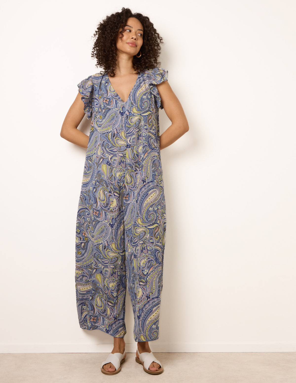 Ruffle Detail Jumpsuit - ONE / DENIM