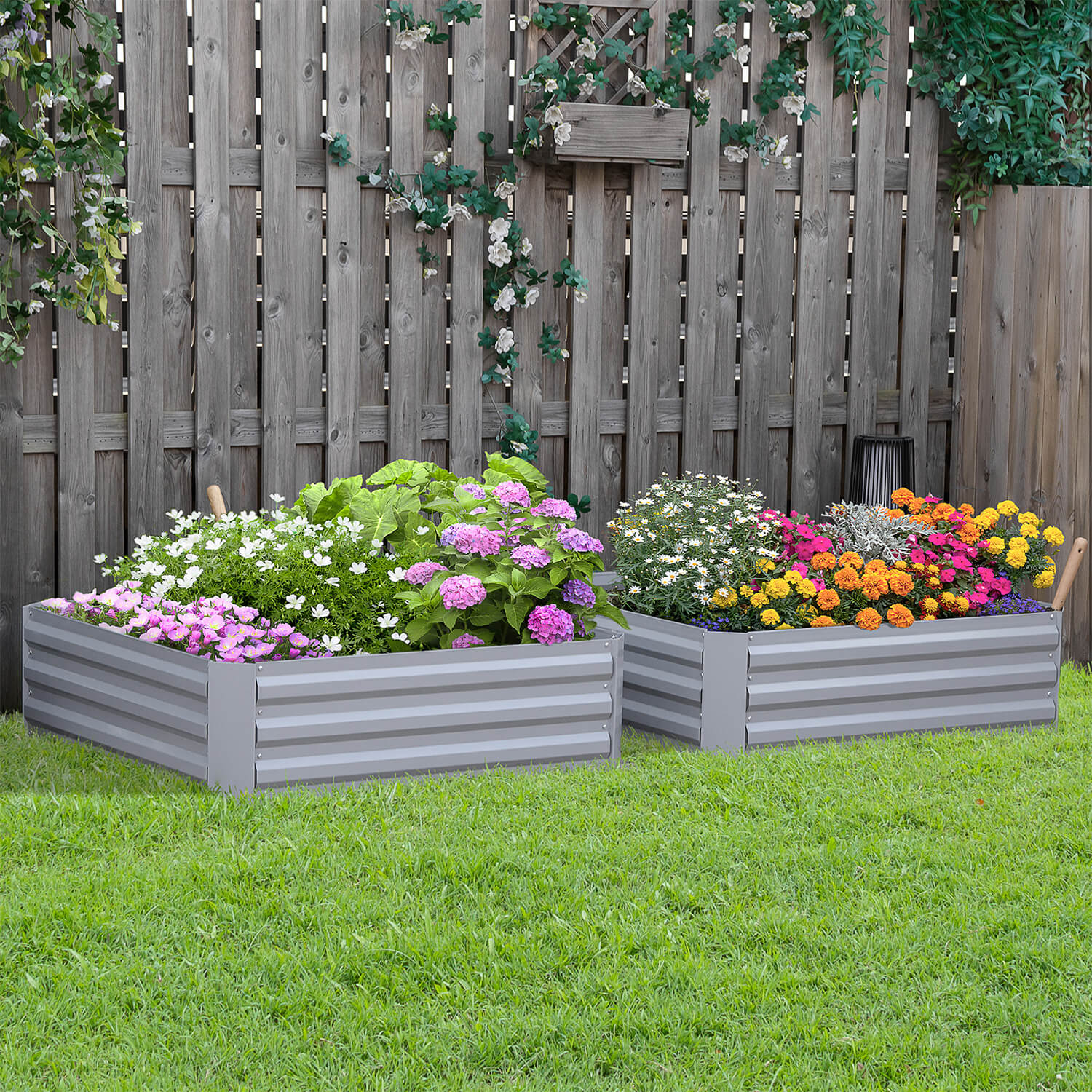 Set Of 2 Raised Garden Bed Grey