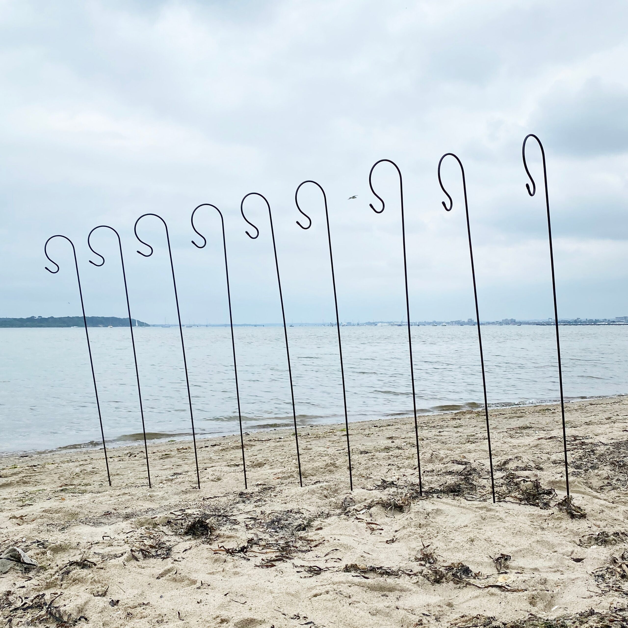 Shepherds Crook Black Metal Garden Border Hooks (1.2m) - Pack of 10