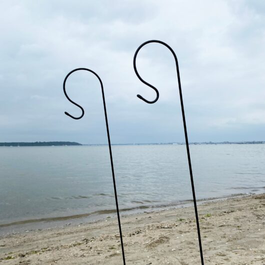 Shepherds Crook Black Metal Garden Border Hooks (1.2m) - Pack of 2