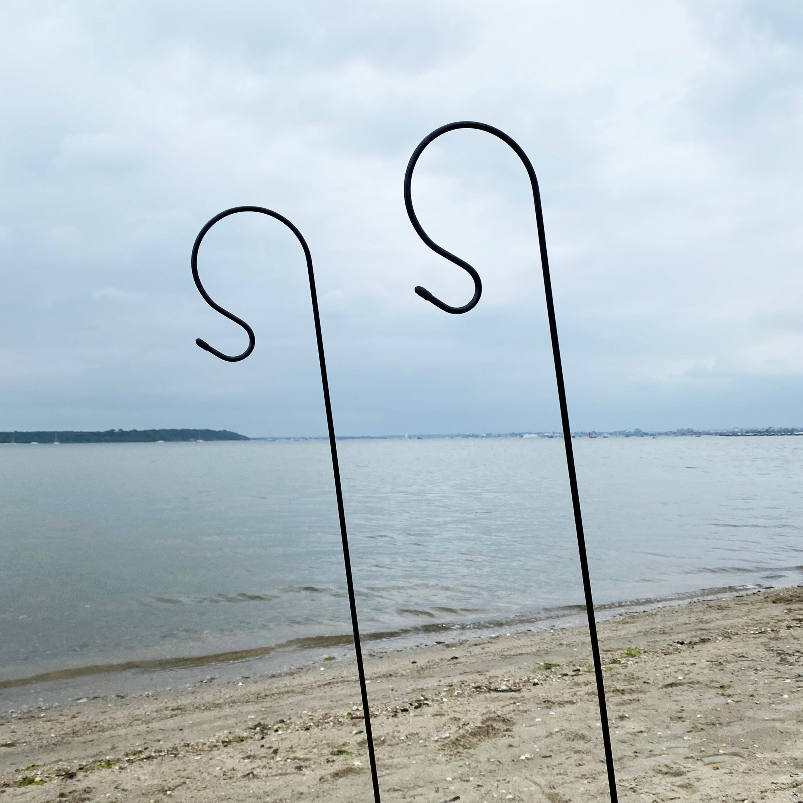 Shepherds Crook Black Metal Garden Border Hooks (1.2m) - Pack of 2