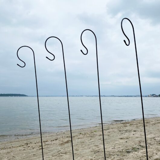Shepherds Crook Black Metal Garden Border Hooks (1.2m) - Pack of 4