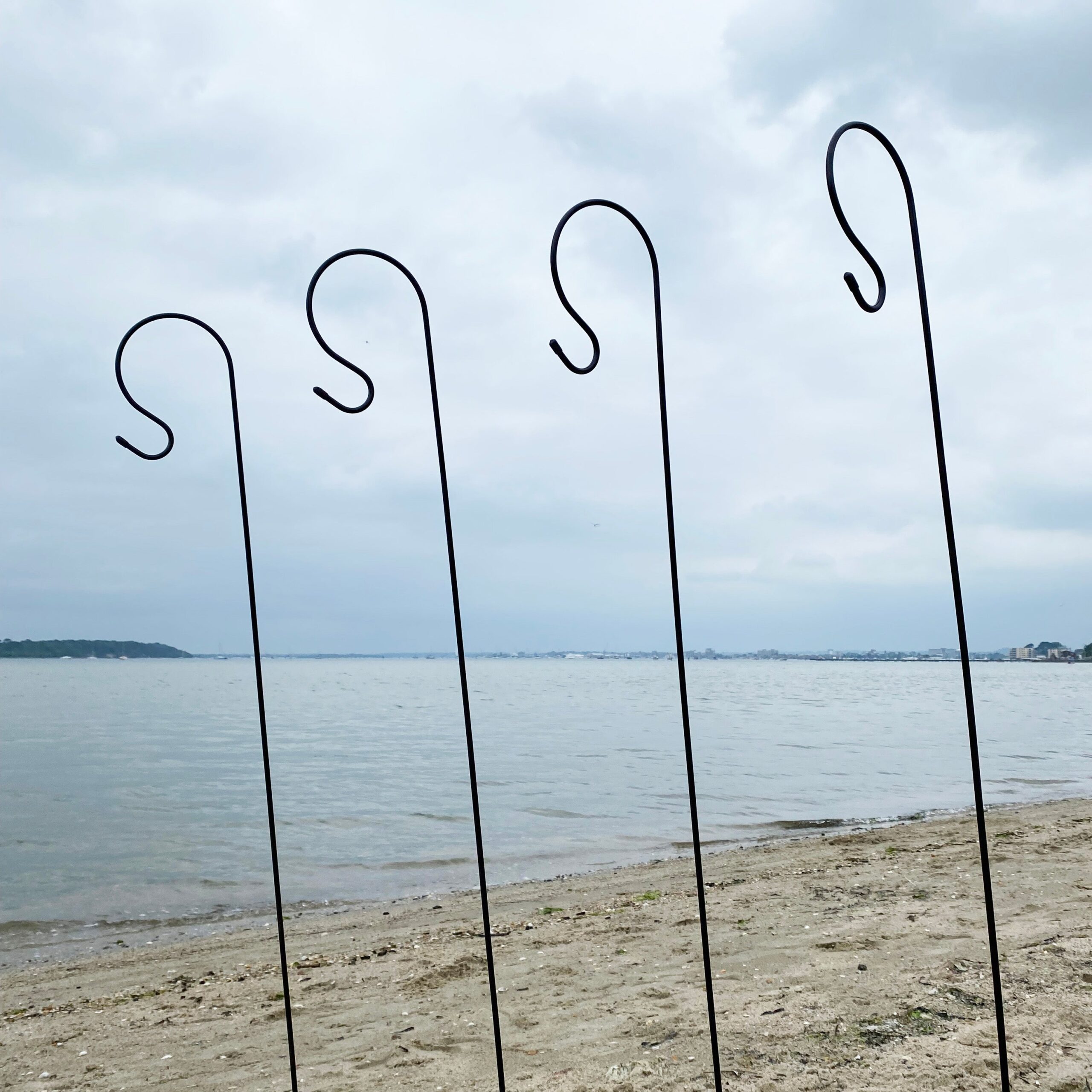 Shepherds Crook Black Metal Garden Border Hooks (1.2m) - Pack of 4