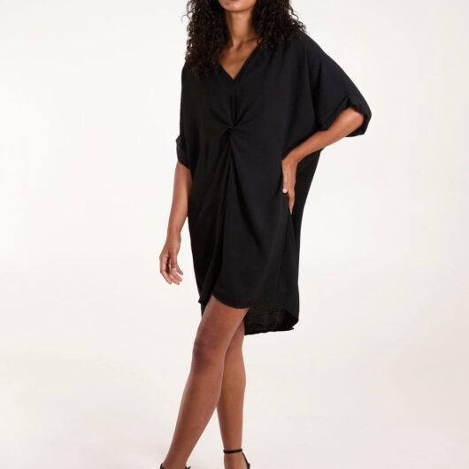Twist Front Midi Dress - ONE / BLACK