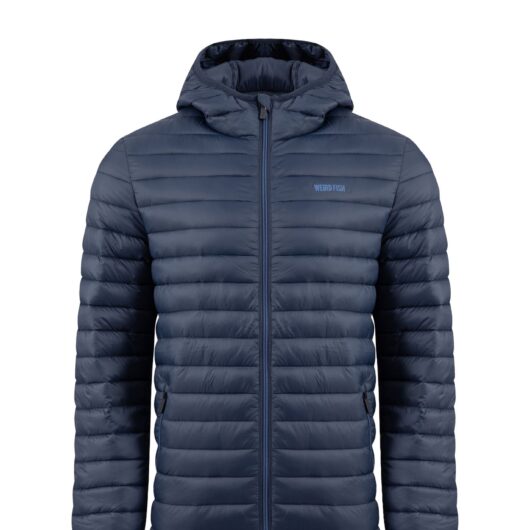 Weird Fish Flete Lightweight Showerproof Padded Hooded Jacket Navy Size L