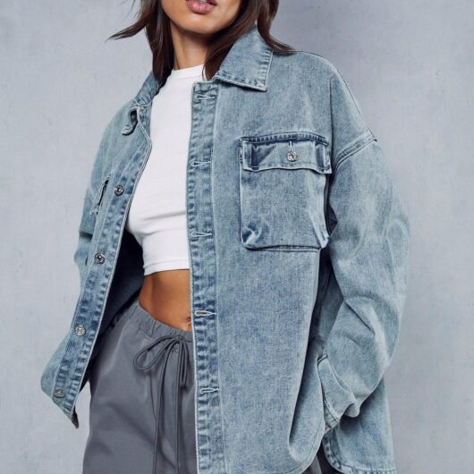 Womens Extreme Oversized Denim Shacket - dark wash - 6, Dark Wash